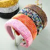 Europa en de Verenigde Staten 2021 Zomer Crystal Full Rhinestone Hoofdband Wide Edge Solid Color Sponge Hoofdbanden