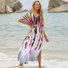 Copricostume in cotone taglie forti Caftano Robe de Plage Kimono Copri bikini Sarong Tunica per abiti playa 210722