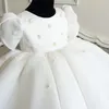 Baby 1st Birthday Party Wedding Dress Pearl Princess Girls Dress Lace Kids Dresses For Girl Baby Baptism Dress Teenage Ball Gown 210303