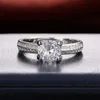 Trouwringen Luxe Topkwaliteit Zilver Kleur Geplateerd Ronde Zirkoon Bridal Modern Design Elegante verlovingsring voor vrouwen sieraden