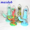 Glow in the dark Silicone Bongs Hookah oil rig Smoking Water pipe Bong bubble 7.8 inch Straight tobacco hand Pipes With Glass Bowl