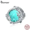 bamoer Winding Blue Round Beads for Women Jewelry Making Blue Glass Crystal Charm fit Silver 925 Jewelry Bracelet BSC105 Q0531