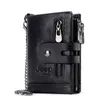 Fashion Genuine Leather Hasp Double Zipper Design Coin Purse ID Card Holder Short Wallet