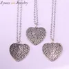 Naszyjniki wisiorek 6 SZTUK, Antique Silver Color Pave Clear CZ Crystal Heart Charm Wisiorki Metalowa Łańcuch Naszyjnik Moda