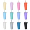 22 OZ Cilt Tumblers Kupalar Mat Renkli Akrilik Kapakları ve Payetli Çift Duvar Plastik Resuable Kupası Youpin 100 adet