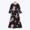 6 8 10 12 ans filles robe Maxi florale avec poches robe longue bohème manches 3/4 cheville longueur Vintage décontracté vêtements 210303