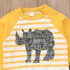 Baby Boys 2st Höstkläder Cartoon Rhinoceros Print Långärmad T-shirt + Long Harem Pant Nyfödd stilig outfit Set G1023