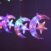 Moon Star Gordijn Lamp LED STRING Kerstlampen Decoratie Decoratie Vakantie Bruiloft Neon Lantern Fairy Light Y200603