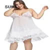 S-7XL gros plus taille vêtements tout blanc noir dentelle patchwork femmes robes dames gratuites vêtements de nuit sexy 210525