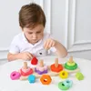 Modelo de madeira Building Blocks Kit Aprendizagem Educacional Brinquedos Educativos Forma de cor Match Kids 3D Quebra-cabeça para Crianças Fábrica Melhores Atacado