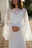 2021 col en V bretelles spaghetti dos nu robe de mariée amovible dentelle Cape A-ligne robe de mariée robes de mari￩es