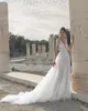 2022 Lace Overskirts Wedding Gowns Sexy Deep V Neck Appliques Mermaid Long Sleeves Country Bridal Dresses Vestidos De Novia