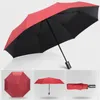 Automatic Rain & Sun Umbrella Black Coating Parasol Anti-UV 3 Folding Wind Resistant Auto Luxury Big Windproof Women Men 8Ribs 210223