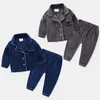 Winter Warm 2 3 4 6 8 10 12 Years Plus Velvet Thickening Sleepwear Suit 2Pcs Tops+Pants For Kids Baby Boys Pajamas Sets 210625