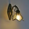 Lámparas de pared Lámpara de cristal manchada mediterránea Dormitorio de noche moderno Tiffany Vintage Iluminación interior Sconence espejo Lightsures
