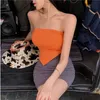 Womengaga sexy asiatische mädchen orange unregelmäßige sommer tops strand urlaub panzer korsett y2k kleidung top weste koreanische frauen slim qm8 210603
