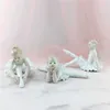 Vilead cerâmico branco balé dançando figurines menina para interiores nórdico estátuas criativas doces casas decoração de casamento Accessries 210607