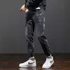 Ly Designer Fashion Men Jeans Retro Black Gray Elastic Slim Fit Casual Denim Trousers Korean Style Vintage Cotton Long Pants