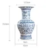 艶をかけられた青と白の磁器の花瓶のインターロック蓮のデザインの花の陶磁器の花瓶の家の装飾Jingdezhen花瓶211103