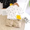 Yaz Çocuk Çocuk Erkek Kız Pamuklu Giysiler Ayı Gömlek Şort Bebek Giyim Bebek Eşofman Bebek Rahat Takım Elbise Set