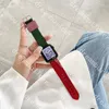 Moda Designer Pasek do Apple Watchband 41mm 42mm 38mm 40mm 44mm 45mm Iwatch 2 3 4 5 6 7 SE Watchband Skórzany Bransoletka Stripes Watch Band Watchbands