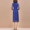 Casual Dresses Quality 2022 Spring High Fashion Vestido de Mujer Blue Lace Dress for Women