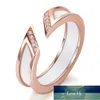 Anillo de cerámica blanca con una fila de ajuste de circón de Australia Anillos abiertos de boda de metal de oro rosa para mujer Precio de fábrica diseño experto Calidad Último estilo