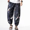 2021 Män Trend Print Kinesisk stil Casual Harembyxor Kran Lös Japansk jogger Lättvikt Ankellängd Byxor Storlek M-5XL X0723