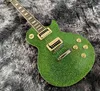 Loja personalizada 1959 Big Sparkle Green Gold Top Top Electric Guitar Mahogany Body Zebra Pickups Tuilp Tinners Hardware Chrome7825635