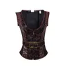 Corset 12 Steel Boned Korsett Steampunk Waistcoat Gothic Vest Faux Leather Jacket Party Costume For Women 8930