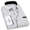 Mode Print Casual Mannen Lange Mouwen Button Shirt Steek Zak Design Stof Zacht Comfortabel voor Jurk Slanke Fit 4XL 8XL 210809