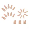 Valse nagels 24 -sten naakt doodskist nep Europeaan Lange roze bloem acryl afneembare vlinder Butterfly ballerina nail art tips prud22