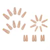 False Nails 24pcs Nude Coffin Fake European Long Pink Flower Acrylic Detachable Butterfly Bride Ballerina Nail Art Tips Prud22