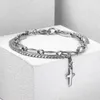 Länkkedja punk cross charm armband för män kvinnor silver färg rostfritt stål kubansk romb bön Crucifix smycken db329 trum22