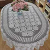 手作りかぎ針編みテーブルクロス楕円形の夕食の布かぎ針編みのレースコットンテーブルクロスロングカバー210824