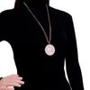 Naszyjniki wisiorek duże okrągłe biżuterię dla kobiet 2021 CZ Crystal Golden Srebrvery Long oświadczenie Naszyjnik Femme
