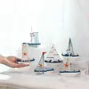 wyprzedaż! Marine Morska Kreatywna Kreatywna Mode SailBoat Room Decor Figurki Miniatury Mediterranean Styl Statek Małe Ozdoby łódkowe 211108