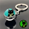 Cat Glass Ball Key Ring Glow in the Dark Keychain Pendants Holder Bag Hangs Fashion Jewelry Gift Will and Sandy