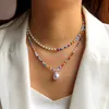 Colorful Bohemian Pearl Pendant Beads Necklace Chokers Fashion Women Necklaces Collar Summer Jewelry Will and Sandy