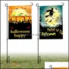 Banner Forniture festive Giardino domestico divertente Bandiera da giardino stampata a doppia faccia 3D Bandiere per feste di Halloween Decorazione per la casa appesa Hwf8313 Drop D