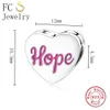 FC Jewelry Fit Original Brand Charms Bracelet 925 Sterling Silver Breast Cancer Hope Ribbon Family Mom Bead Women DIY Berloque Q0531