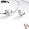 WOSTU 925スターリング愛情のある自然ビーズフィットPandora Charmオリジナルのブレスレットペンダント女性本物のジュエリー作りギフトQ0531