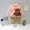 HYLKIDHUOSE hiver enfant en bas âge infantile né vêtements bébé filles garçons vêtements ensembles dessin animé ours enfants enfants en peluche hauts pantalons 2107275236622