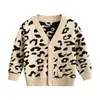 Осенние мальчики девушки свитер леопардовый узор хлопок детские трикотажные кардиган пальто малыша куртка одежда 211201