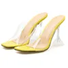 Sexy PVC sandales à talons transparents pantoufles mode d'été dames mules talons femmes talons hauts sandales fête chaussures de mariage femme