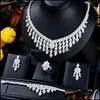 Boucles d'oreilles collier ensembles de bijoux Blachette Noble mode luxe zircon cubique pendentif Bracelet boucle d'oreille anneau 4 pièces femmes mariage Banquet Dro