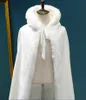 World War Faux Fur Bridal Cloak Ciepłe Okłady Z Kapturem Tapicerka Długość Perfect Abaya Kurtka na ślub Long Cloak