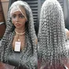 Jungfrau Brasilianisch farbige Perücken transparent hd spitzen vordere graue Perücken Deep Wave Grey Human Hair Frontaler Spitzenperücken für schwarze Frauen246s