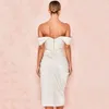 Sommar kvinnors strapless pläterad tvådelad klänning sexig bodycon elegant klubb kändis bankett vestidos 210525