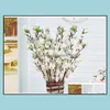 Flores decorativas grinaldas 65cm longo artificial cereja primavera ameixa flor de pêssego ramo flor de seda árvore para casamento pa7886629